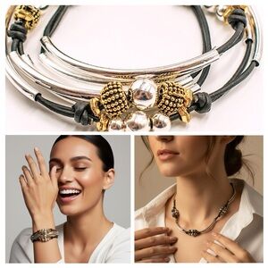 Paris Natural Black Medium Bracelet by Lizzy James